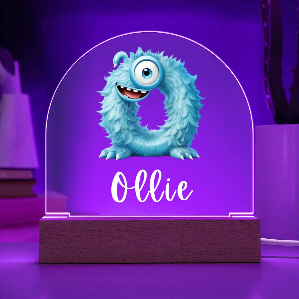 Kids Monster Name Initial Acrylic Night Light, Customized Kids Acrylic Night Light, Personalized Kids or Grandkids Birthday or Christmas Gift, Gift from Grandparents or Dad and Mom