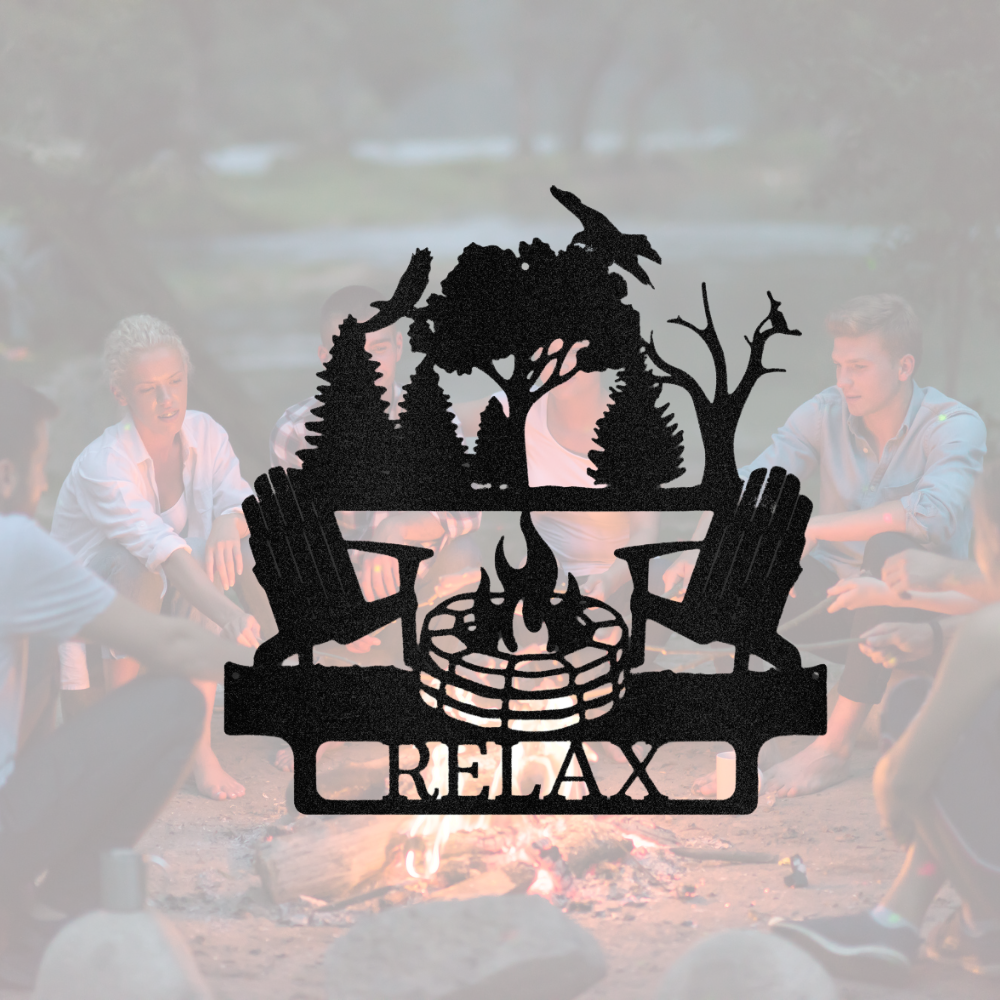 Campfire Metal Sign, Custom Name Campfire Wall Sign, Personalized Family Name Wall Decor, Outdoor Decor, Cabin Wall Art