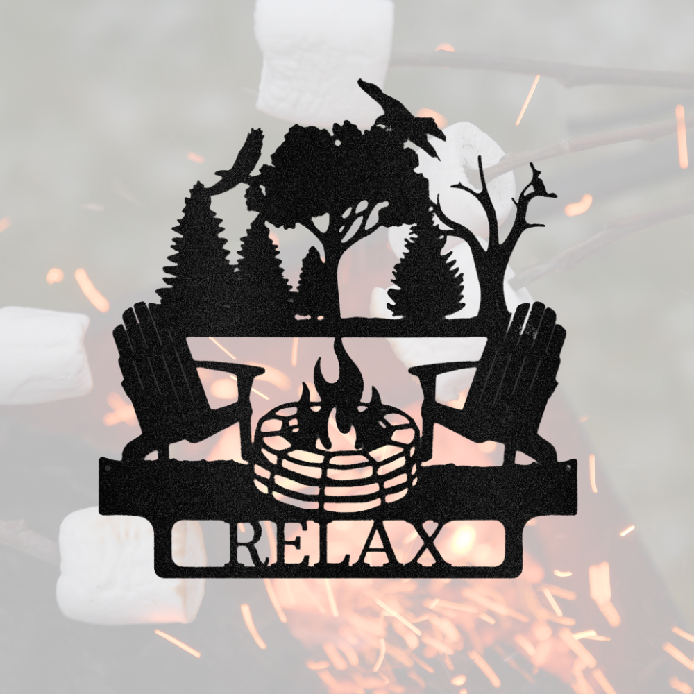 Campfire Metal Sign, Custom Name Campfire Wall Sign, Personalized Family Name Wall Decor, Outdoor Decor, Cabin Wall Art
