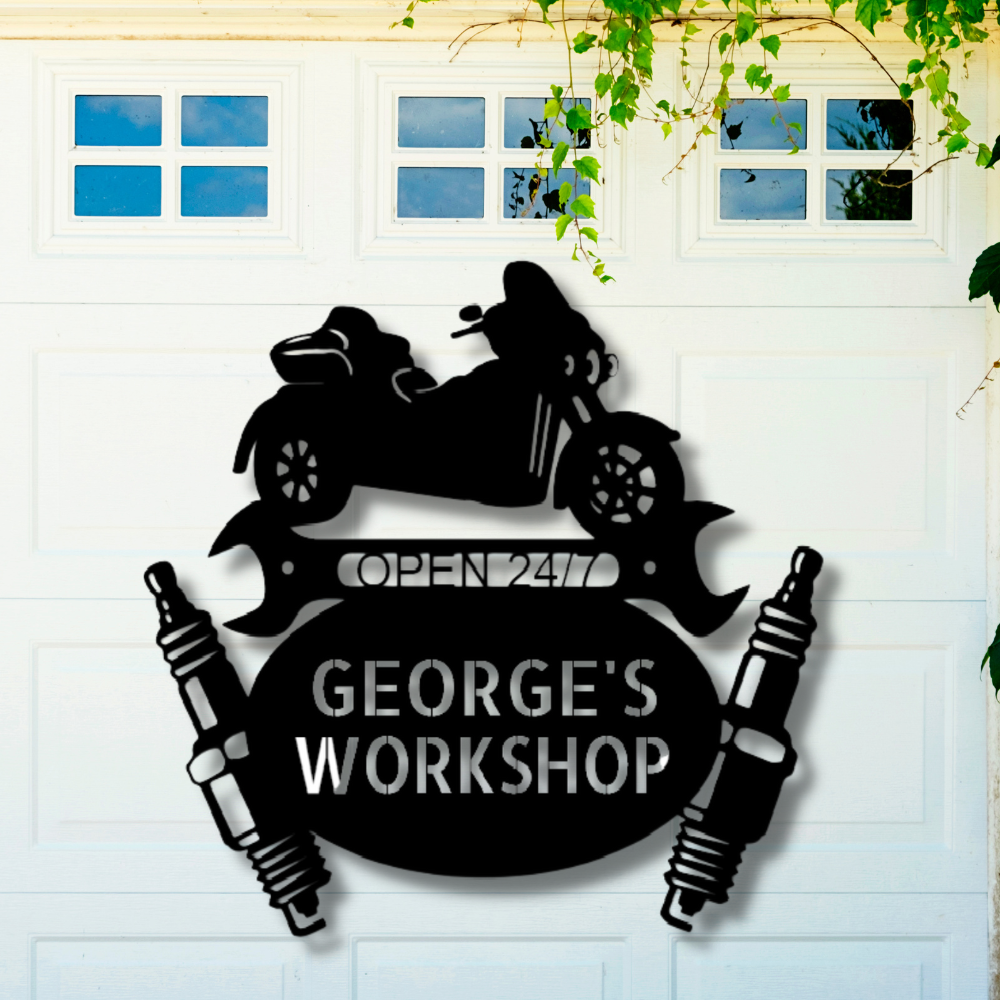 Custom Trike Motorcycle Metal Sign, Personalized Birthday Gift For Mechanic Dad, Outdoor Wall Hanging, Son To Father Gift, Home Garage Decor.
