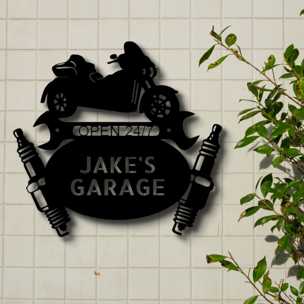 Custom Trike Motorcycle Metal Sign, Personalized Birthday Gift For Mechanic Dad, Outdoor Wall Hanging, Son To Father Gift, Home Garage Decor.