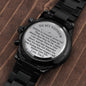 To My Nephew Black Chronograph Watch, Birthday Gift For Him, Meaningful Gift, Uncle To Nephew Gift.