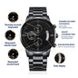 To My Nephew Black Chronograph Watch, Birthday Gift For Him, Meaningful Gift, Uncle To Nephew Gift.
