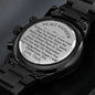 To My Nephew Black Chronograph Watch, Birthday Gift For Him, Meaningful Gift, Uncle To Nephew Gift.