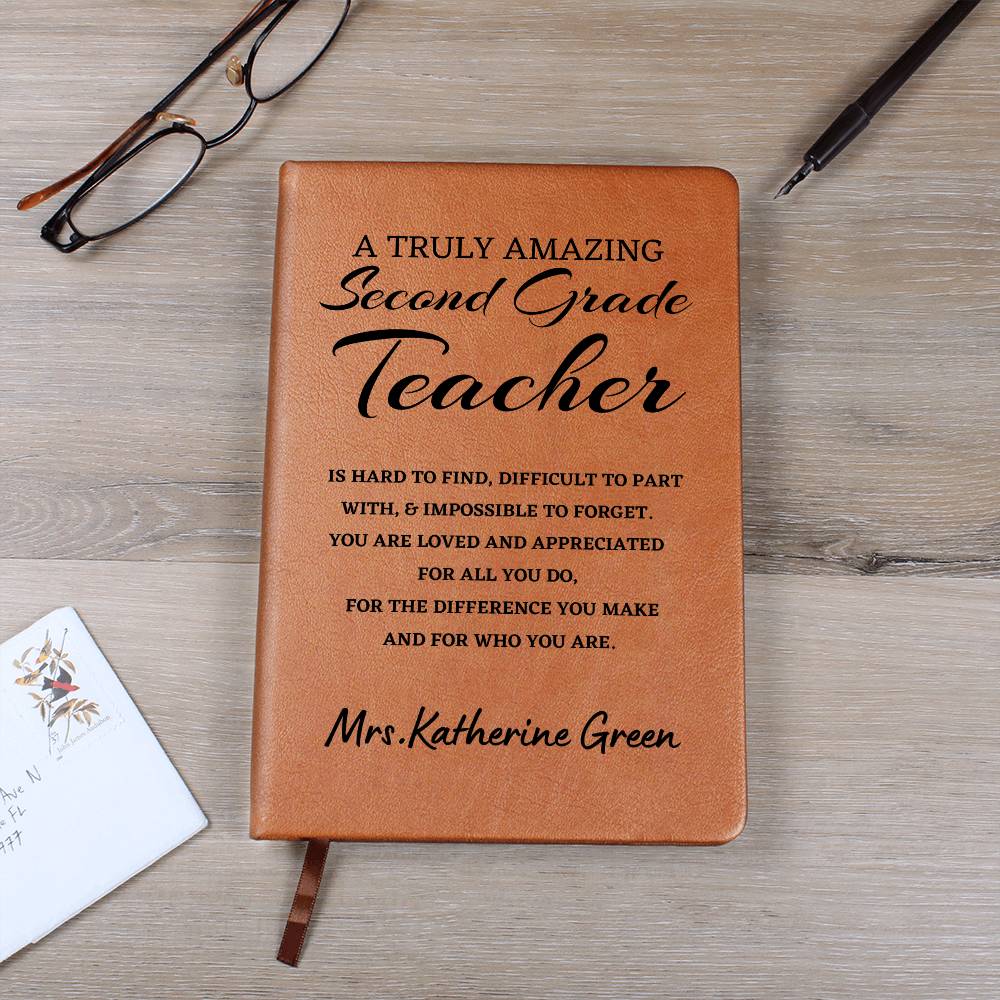 Personalized Second Grade Teacher, Difference Maker Journal, Custom Name Leather Journal, Gift For a Second Grade Teacher, Appreciation Gift, Birthday Gift