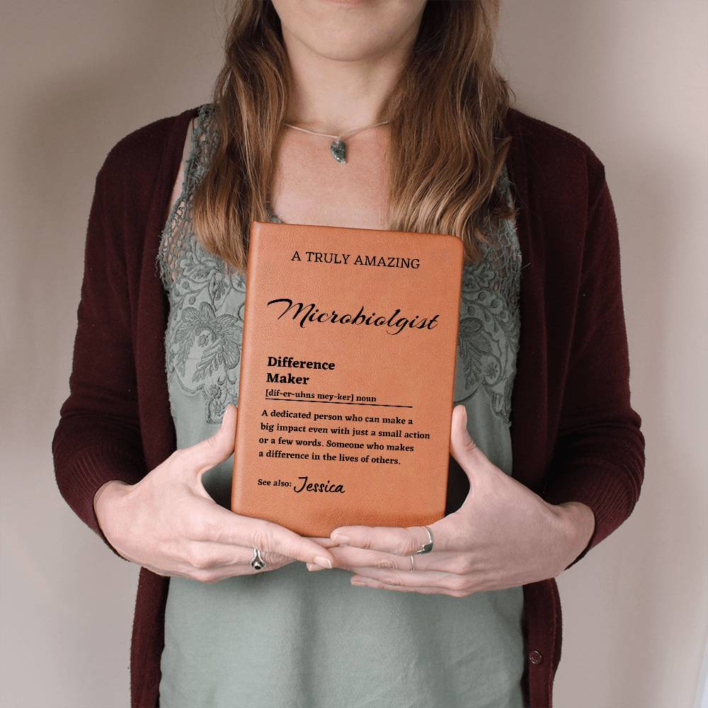 Difference Maker Journal, Microbiologist Gift, Personalized Colleague Friend Mentor Appreciation Gift, Custom Name Leather Journal.