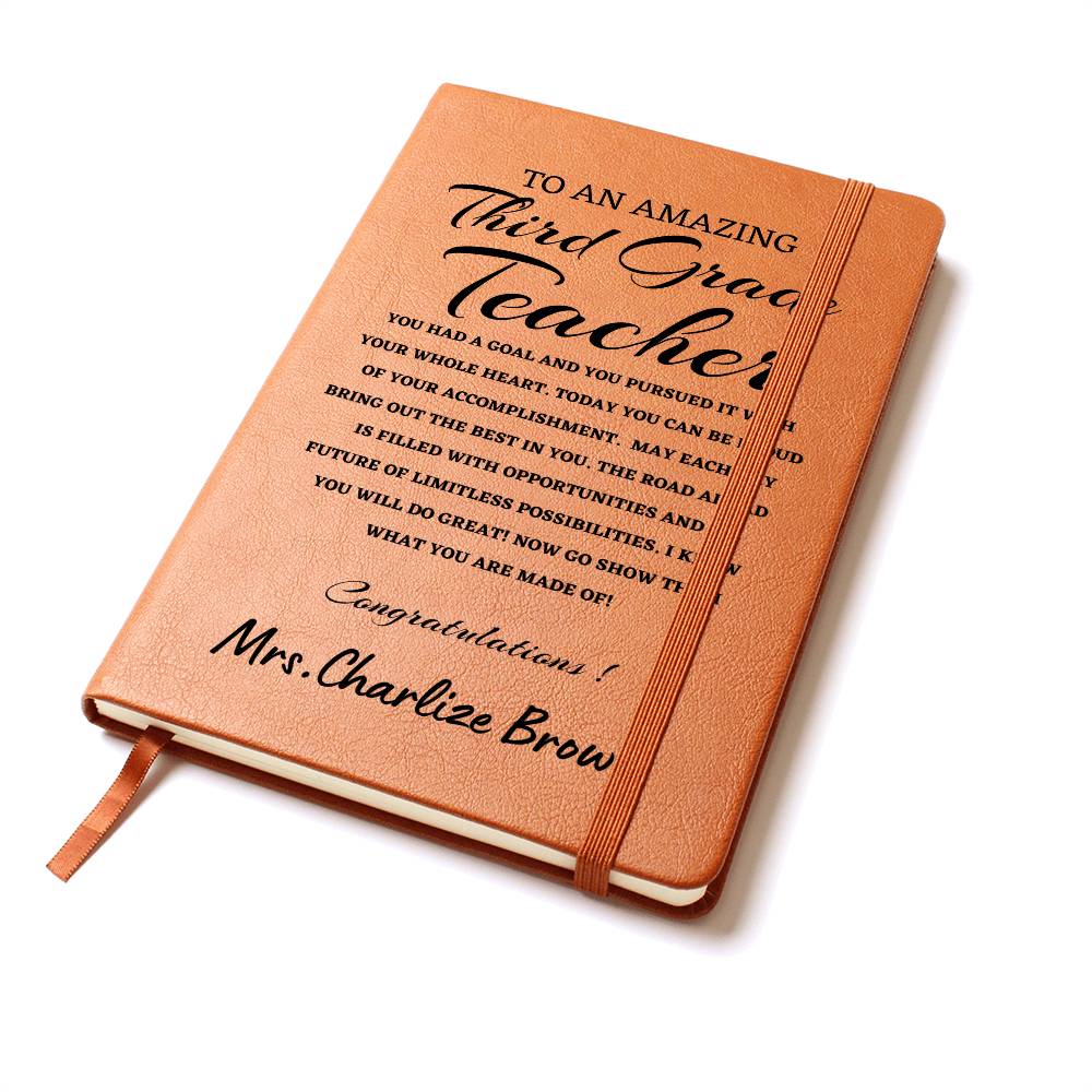 Personalized Third Grade Teacher Journal, Difference Maker Journal, Custom Name Leather Journal, Gift For a Third Grade Teacher, Appreciation Gift, Birthday Gift