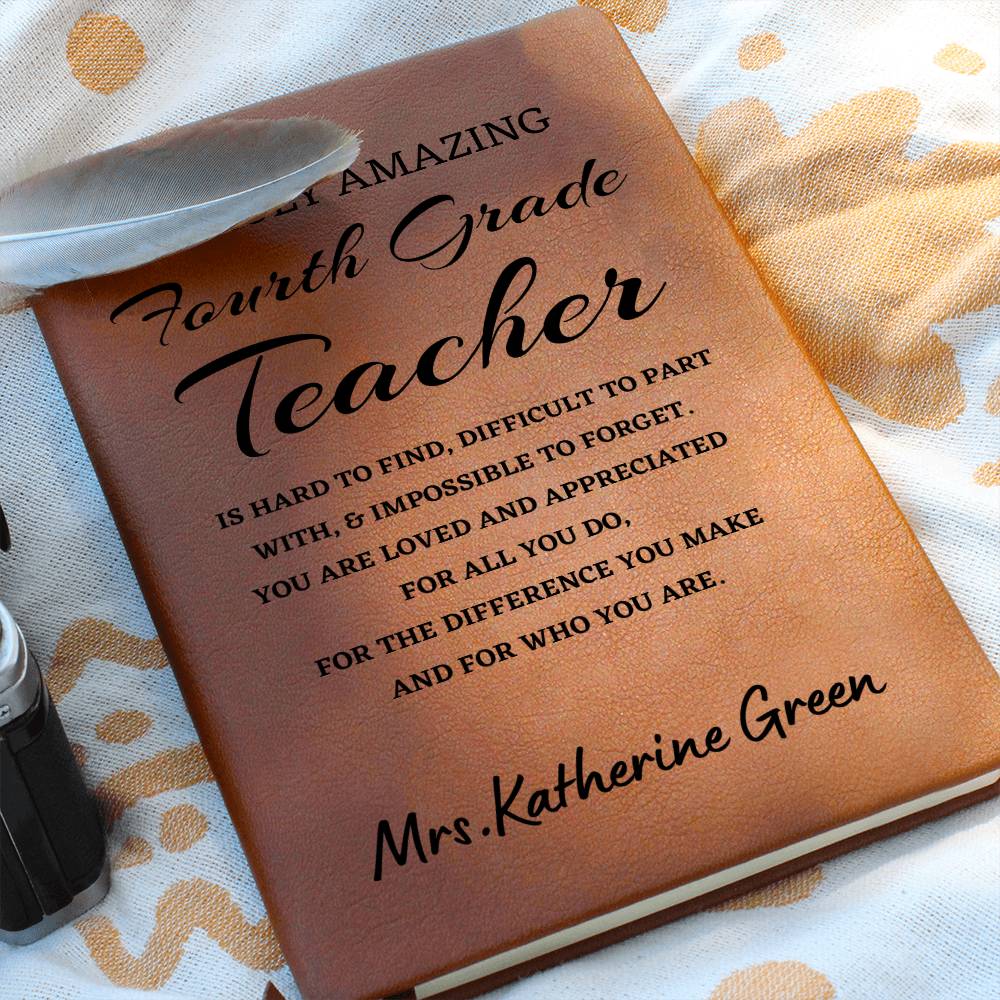 Personalized Fourth Grade Teacher Journal, Difference Maker Journal, Custom Name Leather Journal, Gift For a Fourth Grade Teacher, Appreciation Gift, Birthday Gift