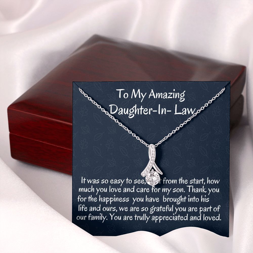 To My Amazing Daughter In Law Alluring Necklace, Birthday Gift For My Daughter In Law, Wedding Day Gift, Meaningful Gift. To My Bonus Daughter Gift.
