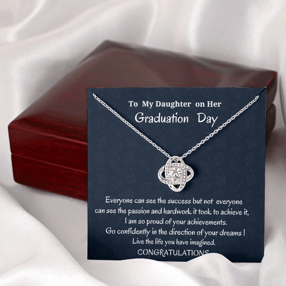 To My Daughter On Her Graduation Love Knot Necklace, Graduation Gift For Her, Mother To Daughter Gift, Unique Graduation Gift From Mom