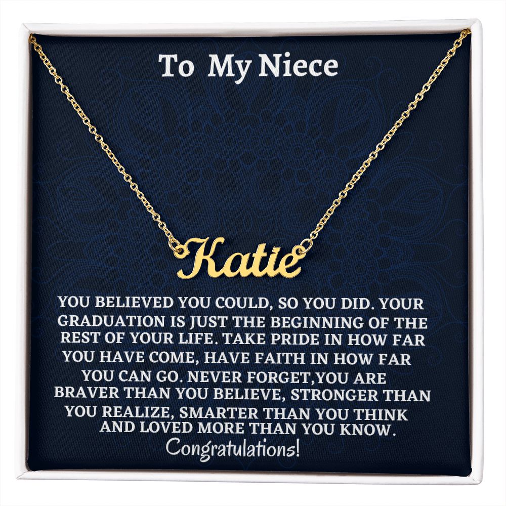 To My Niece Personalized Name Necklace, Graduation Jewelry Gift For My Niece, Birthday Gift For Niece, Aunt To Niece Gift, Congratulations Gift.