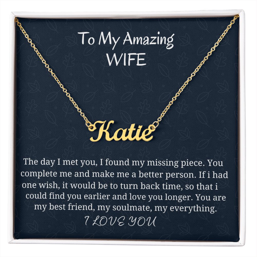 To My Amazing Wife Personalized Name Necklace, Birthday Gift For Her, Wedding Anniversary Gift, Husband To Wife Gift, Romantic Jewelry Gift.