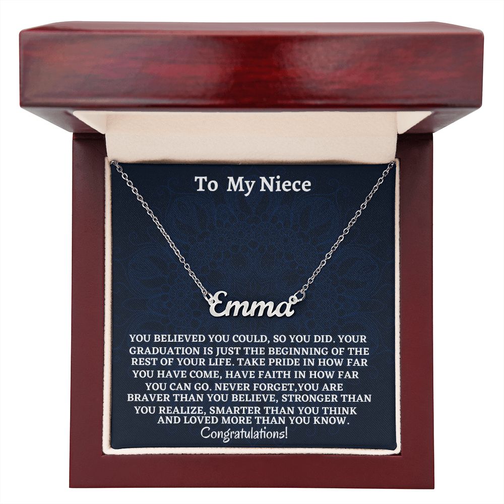 To My Niece Personalized Name Necklace, Graduation Jewelry Gift For My Niece, Birthday Gift For Niece, Aunt To Niece Gift, Congratulations Gift.