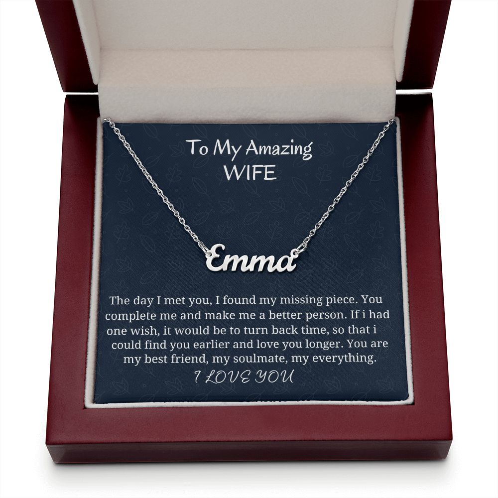 To My Amazing Wife Personalized Name Necklace, Birthday Gift For Her, Wedding Anniversary Gift, Husband To Wife Gift, Romantic Jewelry Gift.