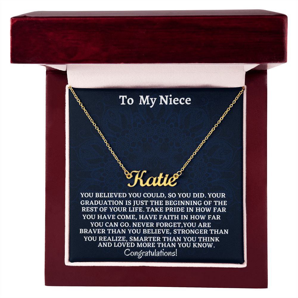 To My Niece Personalized Name Necklace, Graduation Jewelry Gift For My Niece, Birthday Gift For Niece, Aunt To Niece Gift, Congratulations Gift.