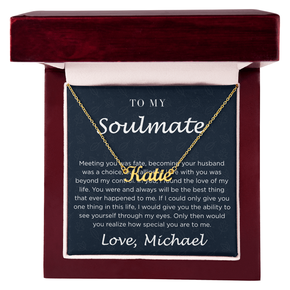 Personalized Custom Soulmate Name Necklace | Dainty Gold Nameplate Pendant | Anniversary & Birthday Gift for Wife