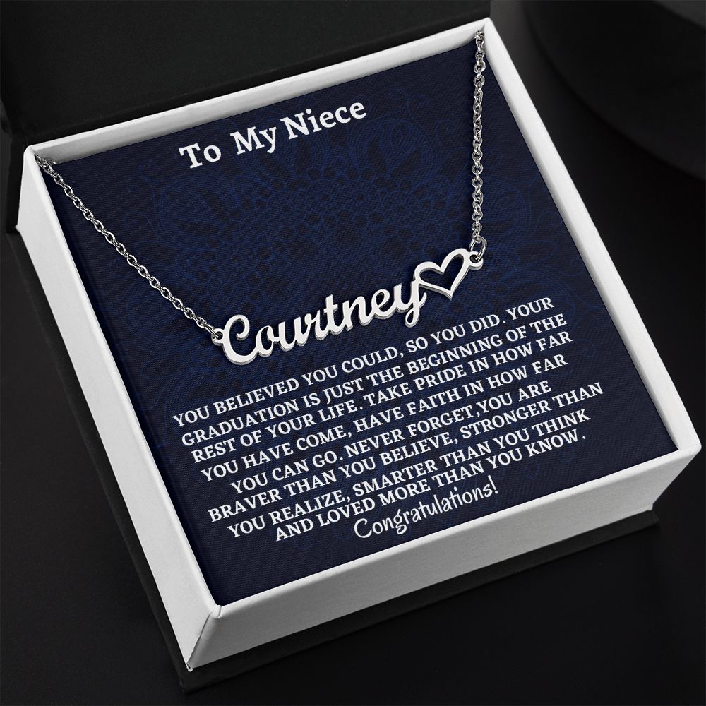 To My Niece Heart Name Necklace Necklace, Graduation Jewelry Gift For My Niece, Birthday Gift For Niece, Aunt To Niece Gift, Congratulations Gift.