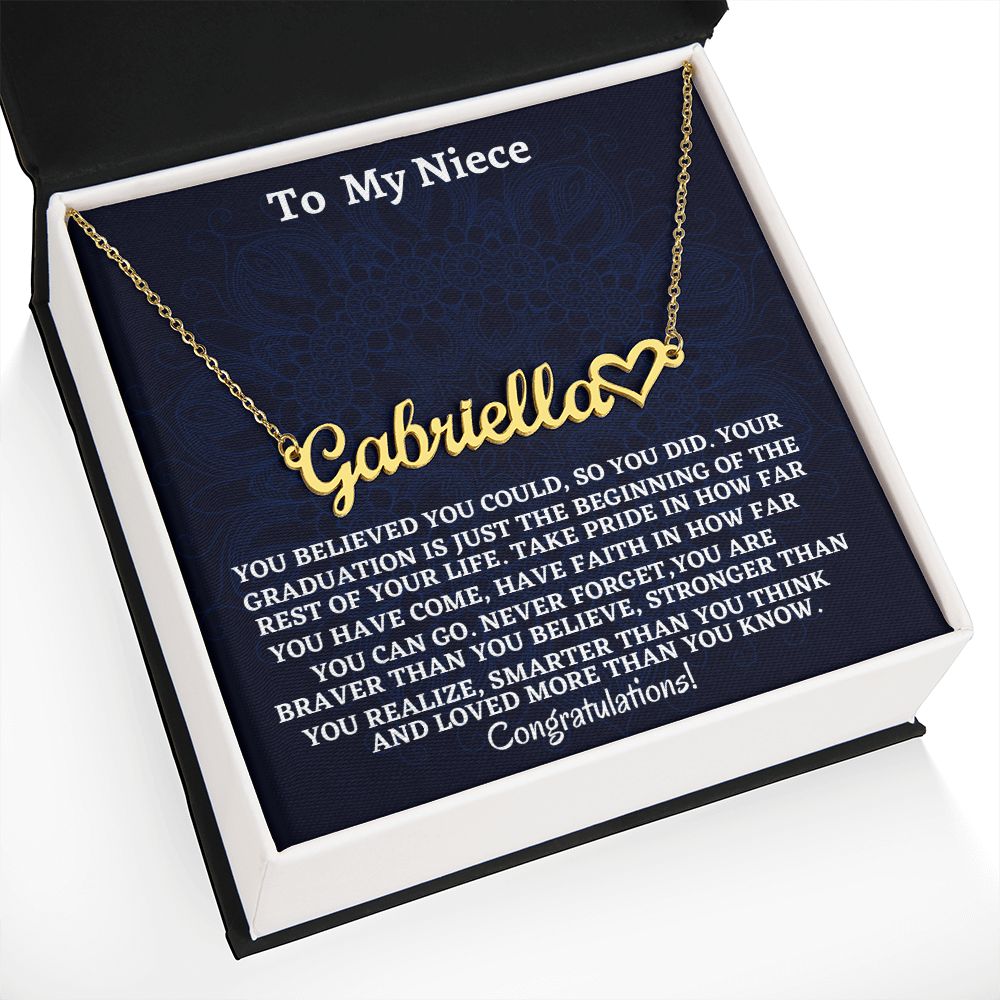 To My Niece Heart Name Necklace Necklace, Graduation Jewelry Gift For My Niece, Birthday Gift For Niece, Aunt To Niece Gift, Congratulations Gift.