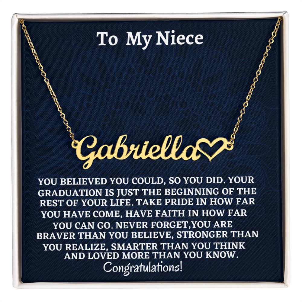 To My Niece Heart Name Necklace Necklace, Graduation Jewelry Gift For My Niece, Birthday Gift For Niece, Aunt To Niece Gift, Congratulations Gift.