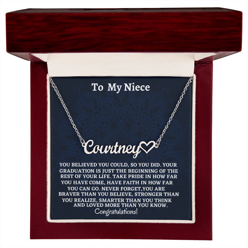 To My Niece Heart Name Necklace Necklace, Graduation Jewelry Gift For My Niece, Birthday Gift For Niece, Aunt To Niece Gift, Congratulations Gift.