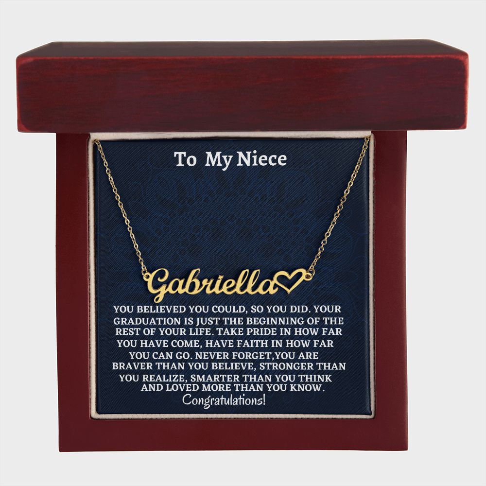 To My Niece Heart Name Necklace Necklace, Graduation Jewelry Gift For My Niece, Birthday Gift For Niece, Aunt To Niece Gift, Congratulations Gift.