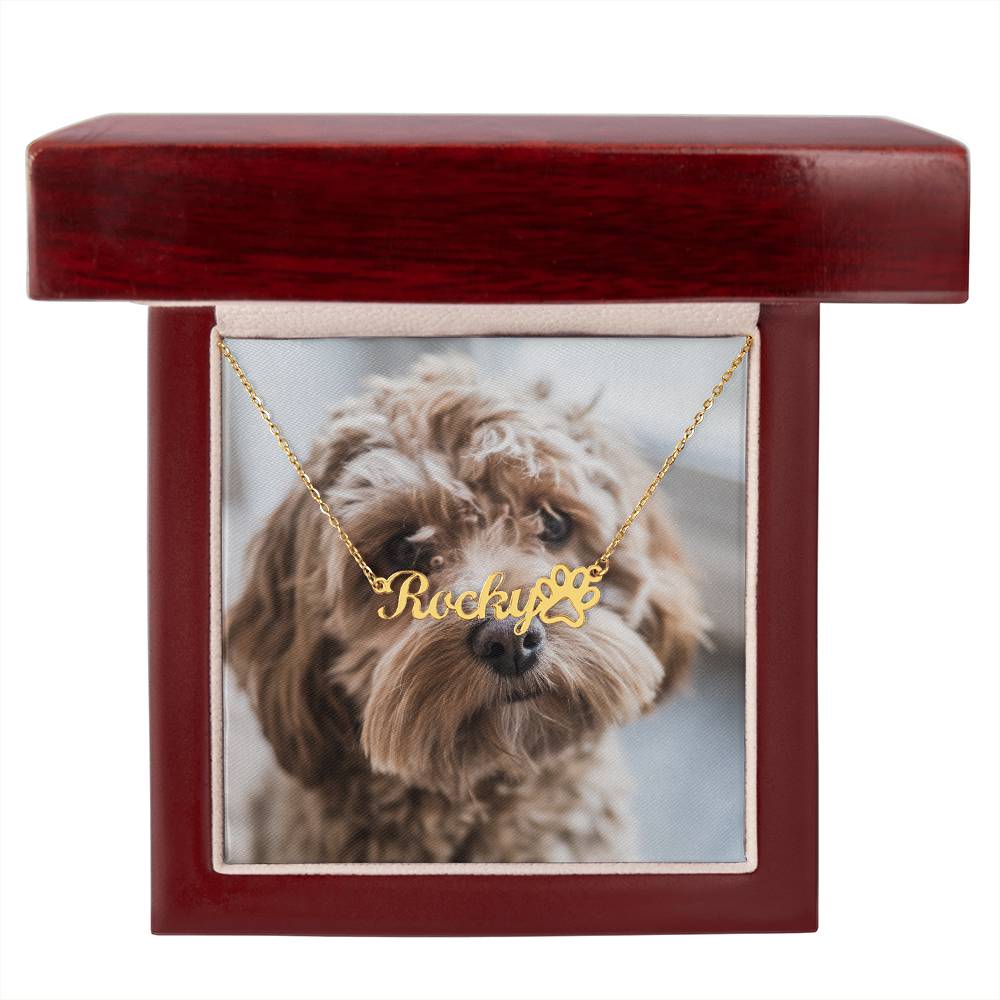 Personalized Dog name necklace with Paw, Pet Name Necklace, Picture of Pet Card, Pet Memorial Necklace, Friends Gift for Pet Loss, Custom Dog Name Necklace with Paw