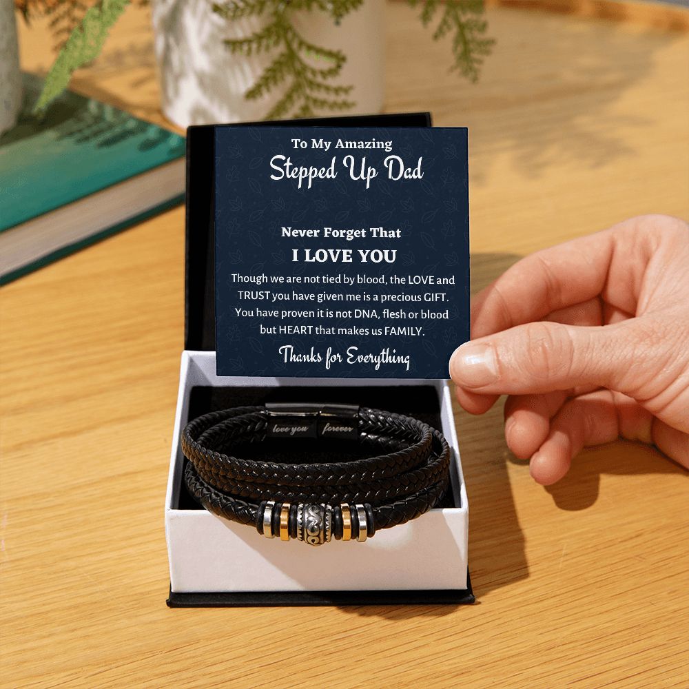 Love You Forever Bracelet, To My Stepped Up Dad Bracelet, Bonus Dad Men Bracelet Gift For Stepdad, Father's Day Gift, Christmas Gift