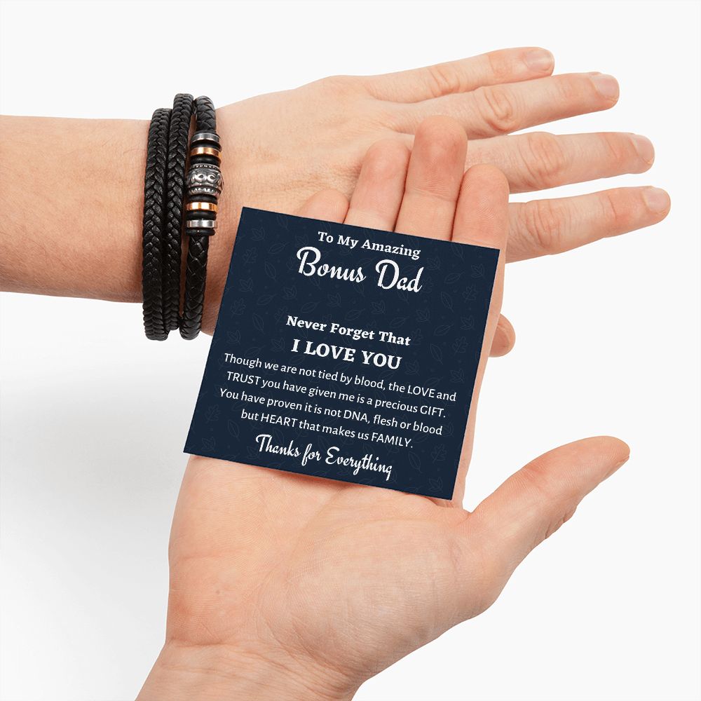To My Bonus Dad Men Bracelet, Love You Forever Bracelet Father's Day Gift Stepped Up Dad Bracelet Gift, Christmas Gift For Stepdad