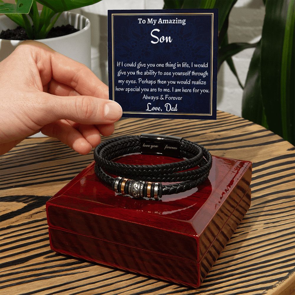 To My Son Men's Bracelet Gift, Birthday Gift For Son, Christmas Gift From Dad To Son, Graduation Gift, Love You Forever Bracelet