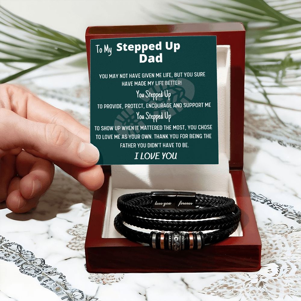 To My Stepped Up Dad Bonus Dad Men Bracelet Gift For Stepdad Father's Day Gift Best Dad Gift, Christmas Gift for Stepdad