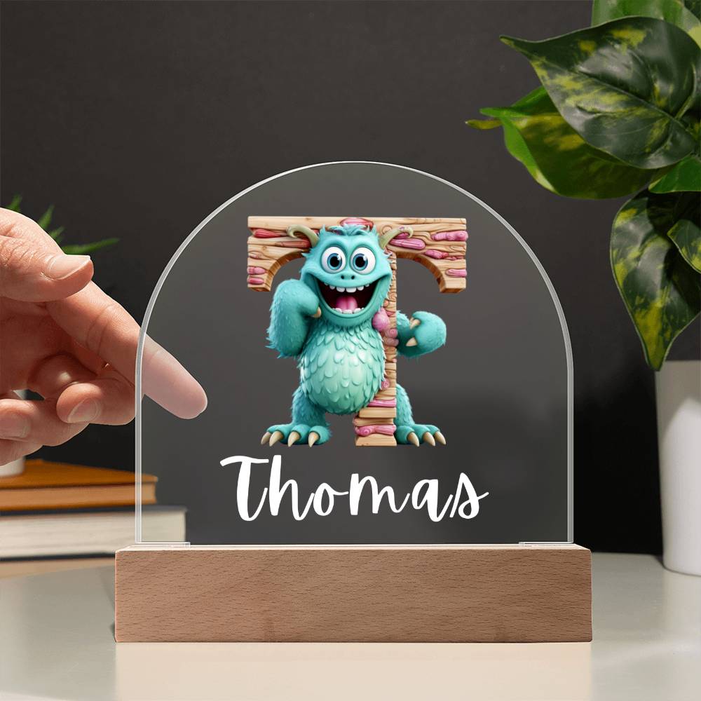 Kids Monster Name Initial Acrylic Night Light, Customized Kids Acrylic Night Light, Personalized Kids or Grandkids Birthday or Christmas Gift, Gift from Grandparents or Dad and Mom