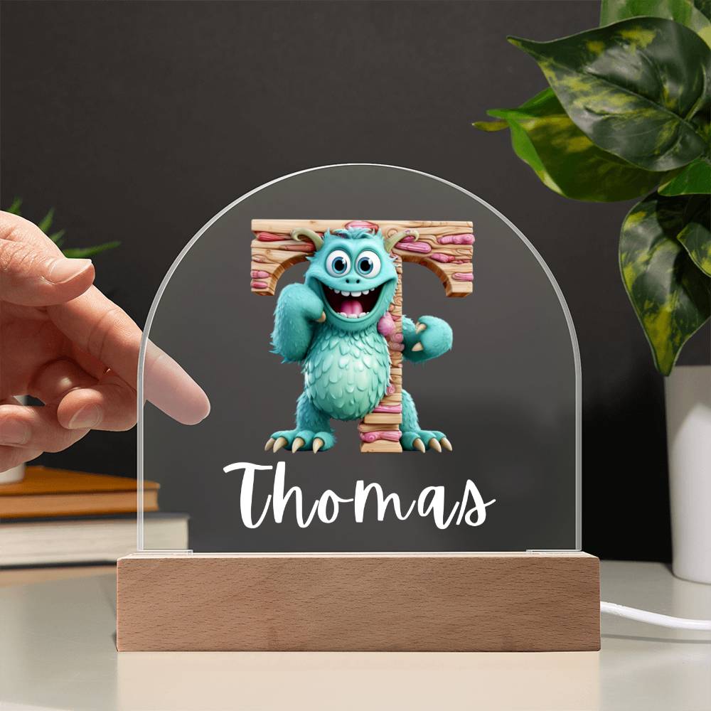 Kids Monster Name Initial Acrylic Night Light, Customized Kids Acrylic Night Light, Personalized Kids or Grandkids Birthday or Christmas Gift, Gift from Grandparents or Dad and Mom