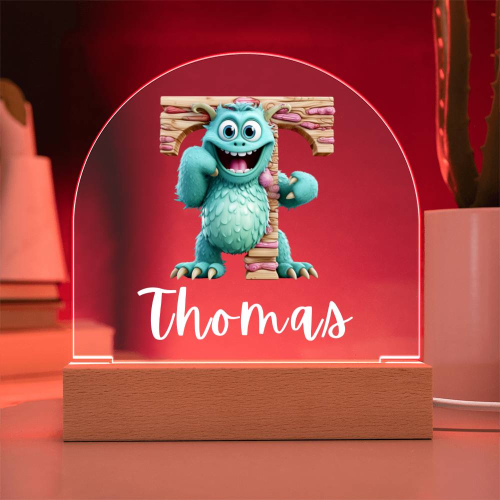 Kids Monster Name Initial Acrylic Night Light, Customized Kids Acrylic Night Light, Personalized Kids or Grandkids Birthday or Christmas Gift, Gift from Grandparents or Dad and Mom