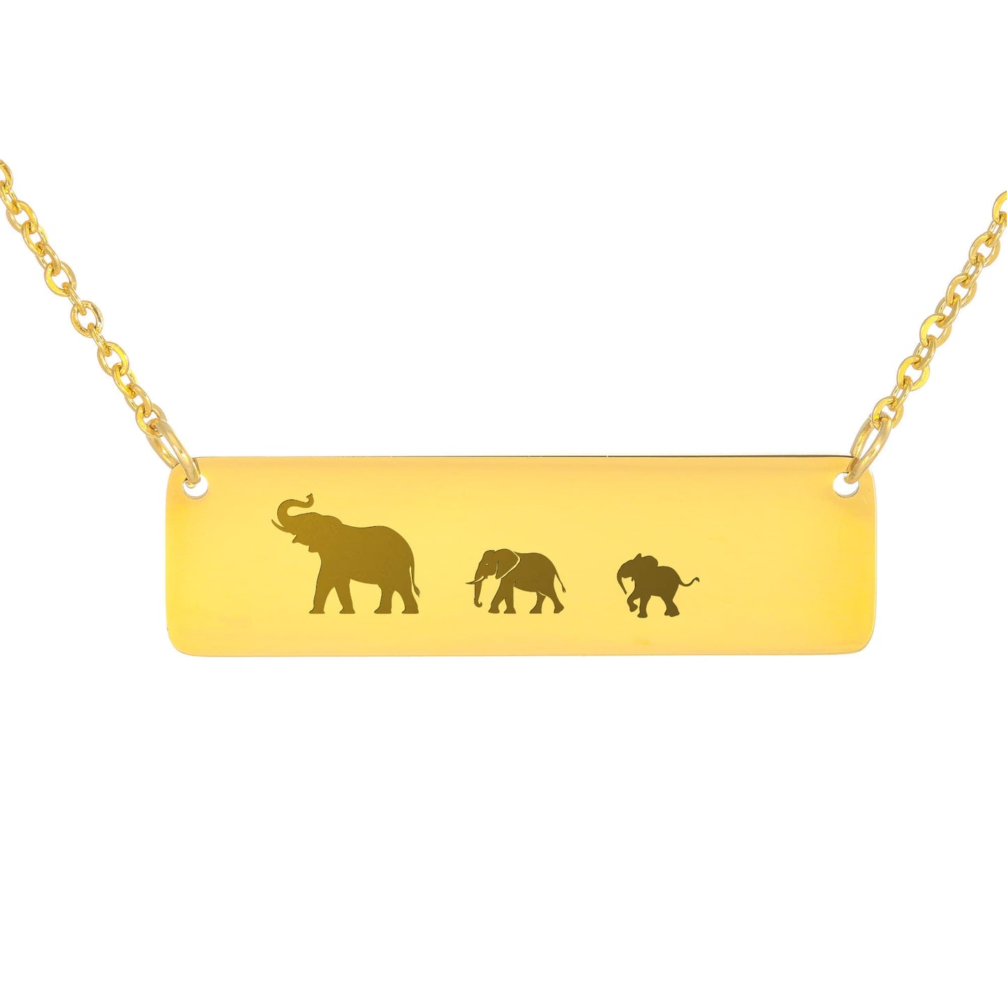 Mama Elephant With Calf Laser Engraved Necklace, Engraved Mother and Calf Jewelry, Birthday Gift For Mom.