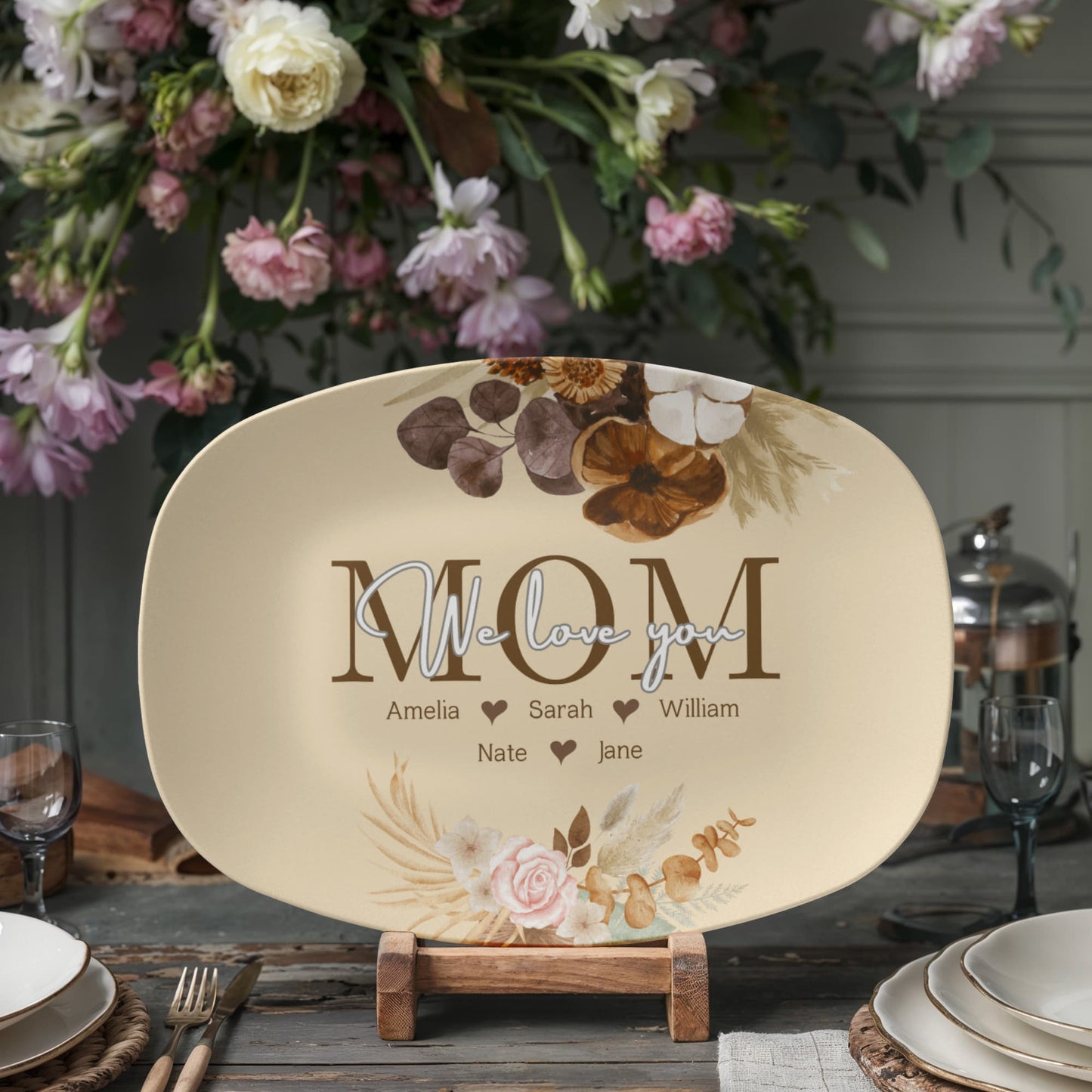 Floral design platter for mom