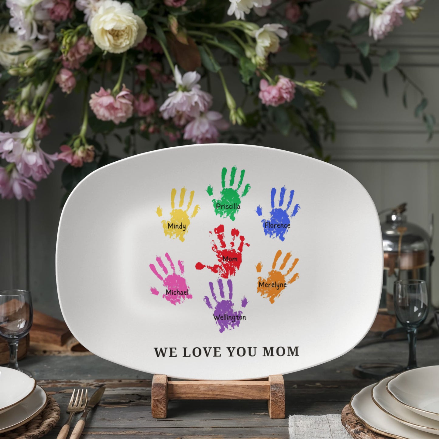 Handprint design platter, Mother's day gift