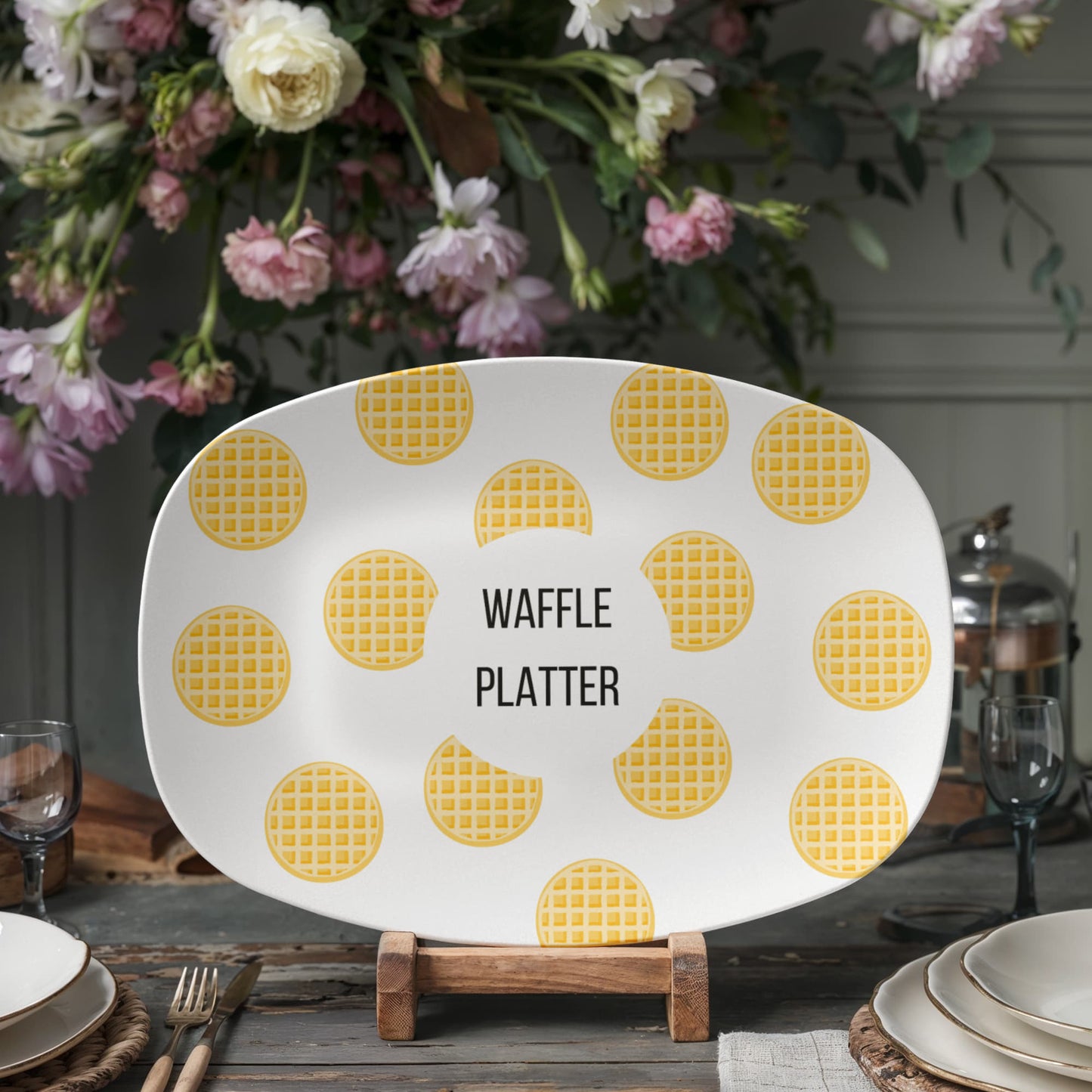 Breakfast Personalized Platter | Pancake • Waffle • French Toast • Grilled Cheese | gift for cook, breakfast lover, made with love pattern