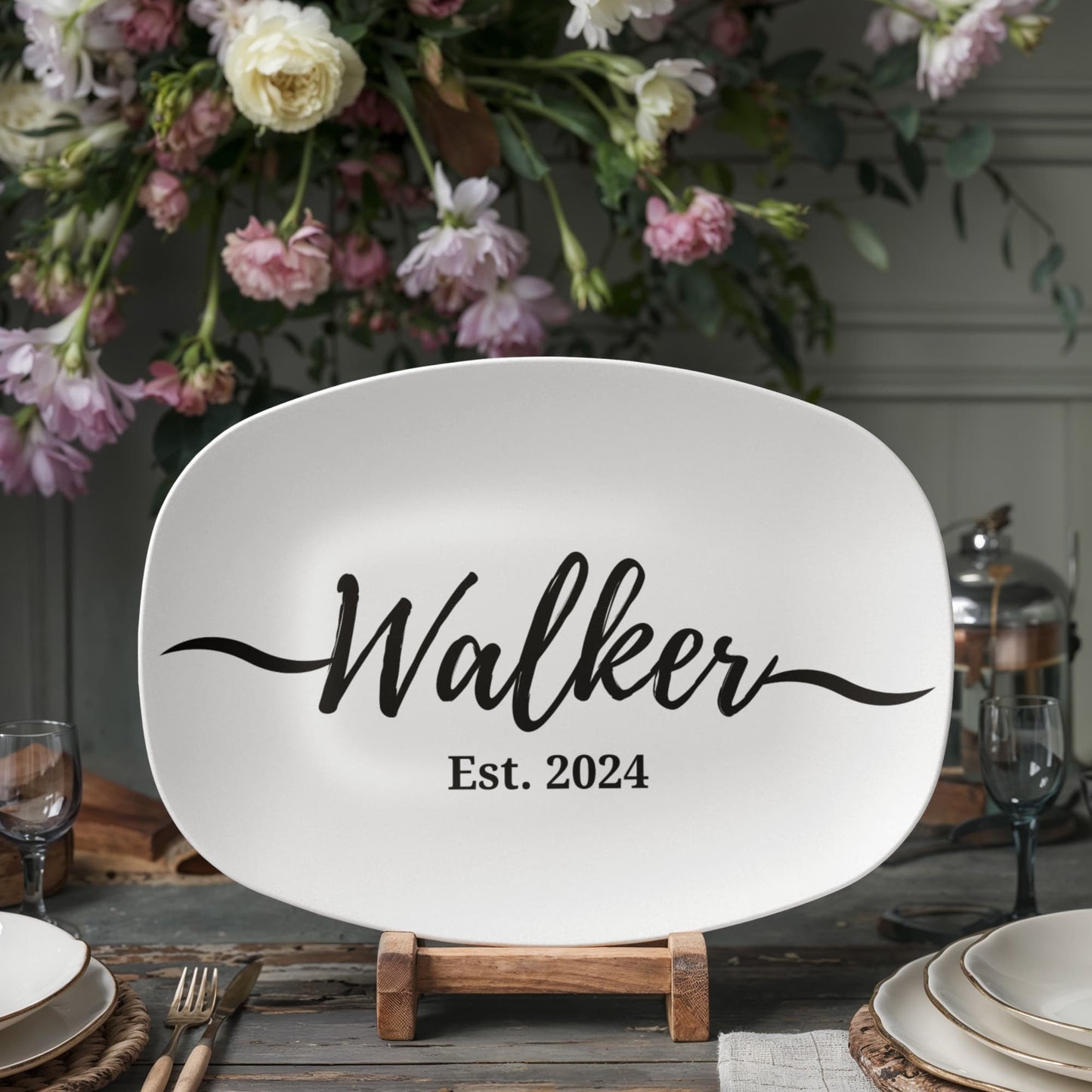 Script Family Name Personalized Platter | Farmhouse * Boho * Wedding * Anniversary