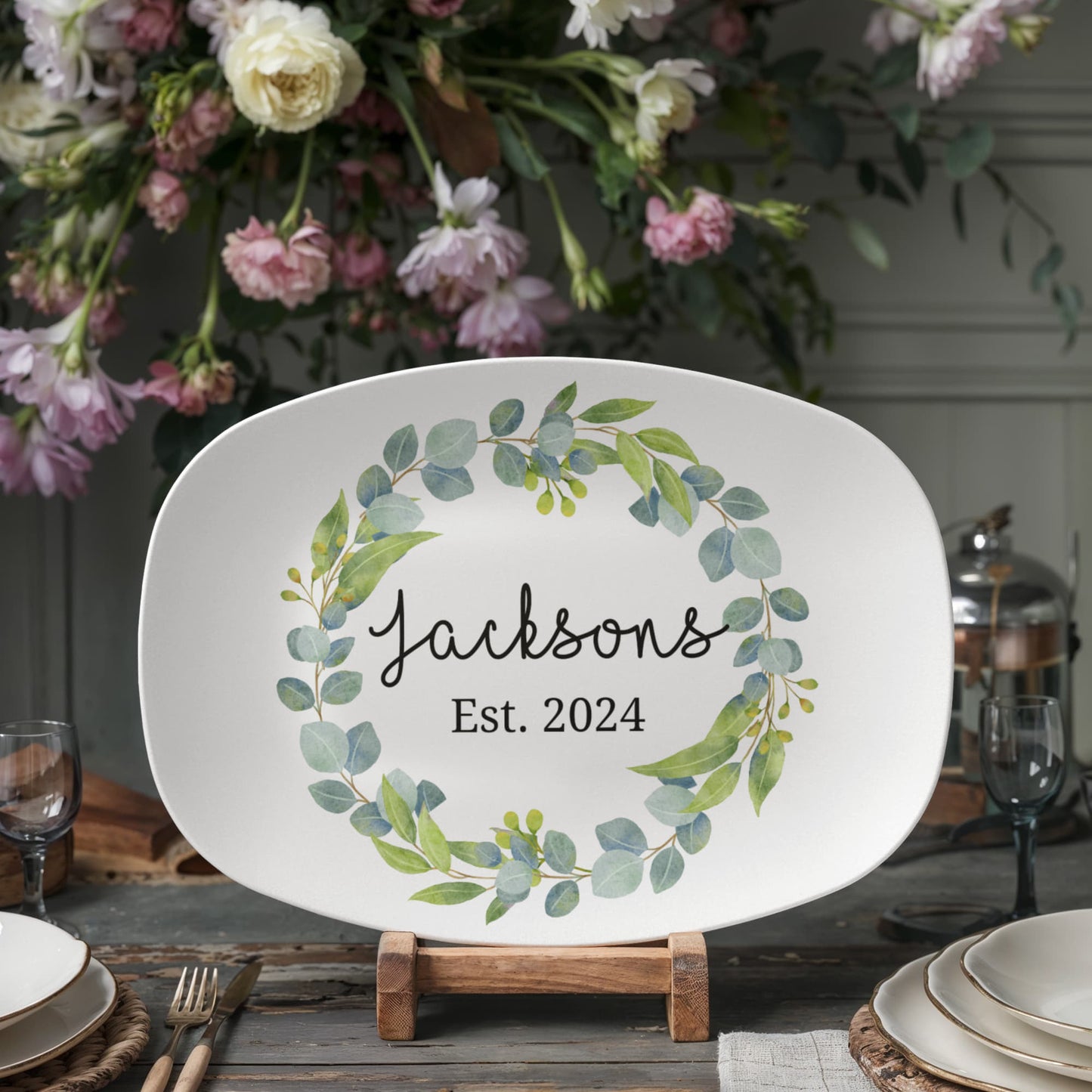 Personalised Christmas Serving Platter Family Name Christmas Platter Xmas Serving Plate Name Serving Tray Custom Name Housewarming Gift