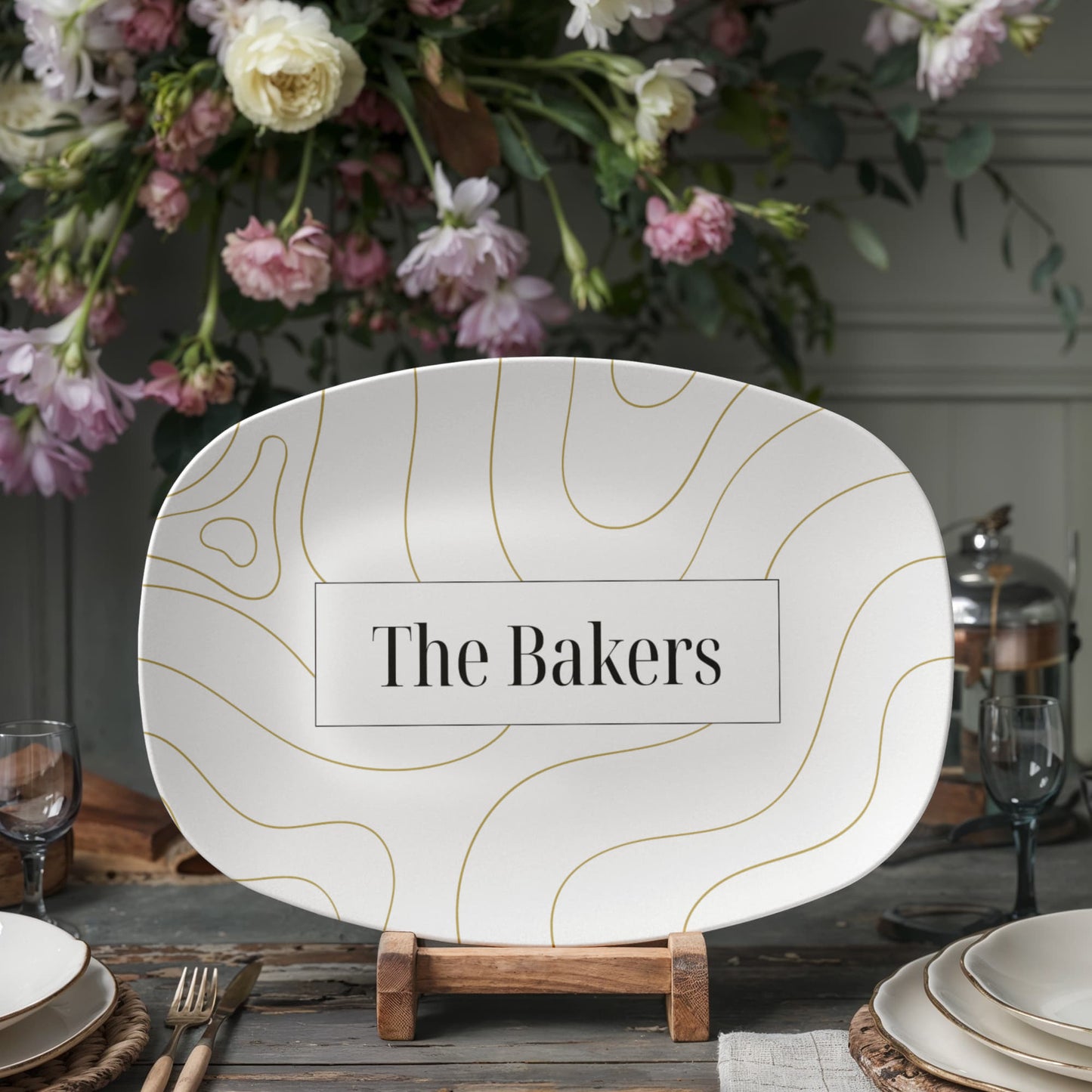 Distressed Diamond Aztek, Boho, Farmhouse Style Personalized Platters, Pattern Design