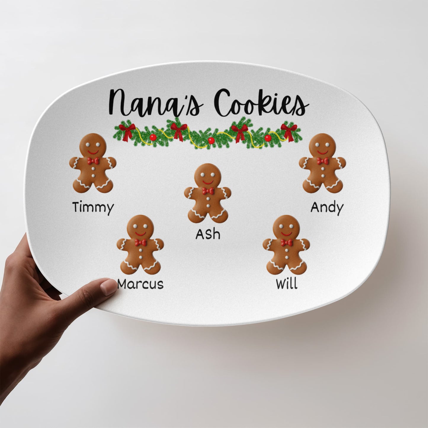 Christmas Cookie Platter Holiday Family Keepsake Nana Papa Christmas Serving Plate Personalized Grandparent Gift Santa Cookie Tradition