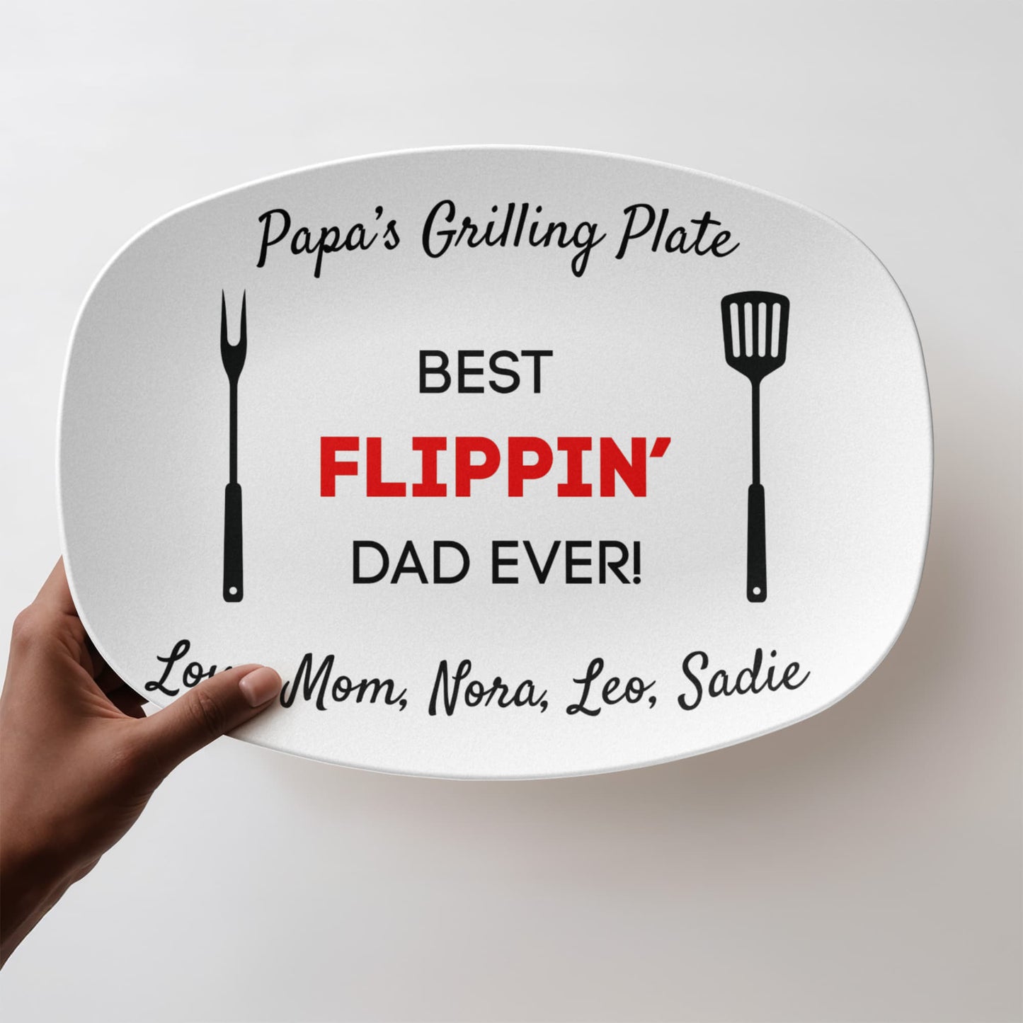 Custom Grilling Plate for Dad Personalized Durable Platter Gift "Best Flippin' Dad Ever" Grill Plate for Dad Gift for Father's Day