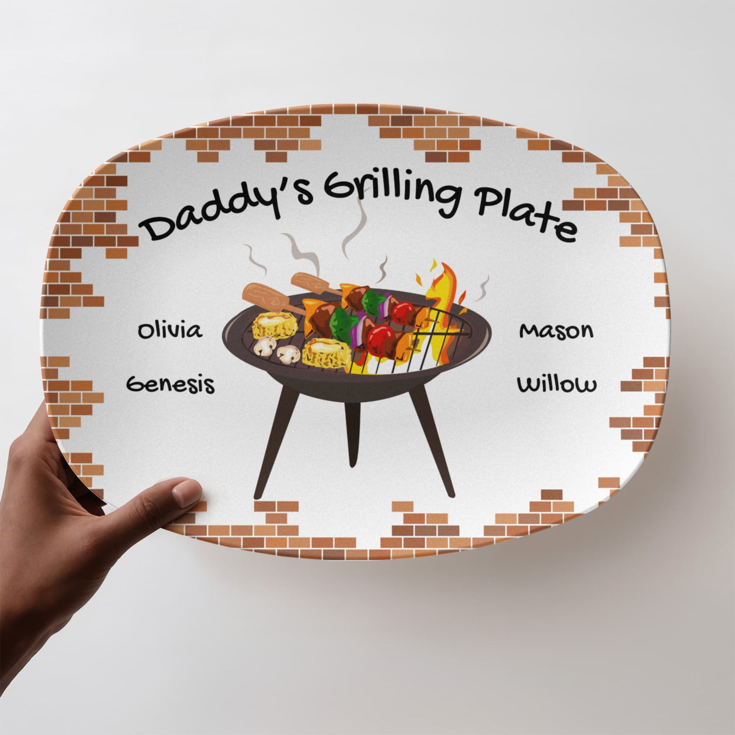 BBQ Grilling Personalized Plate, Daddy's Grilling Plate for Father's Day, Custom Gift for Him for Birthday, Grill Master Dad