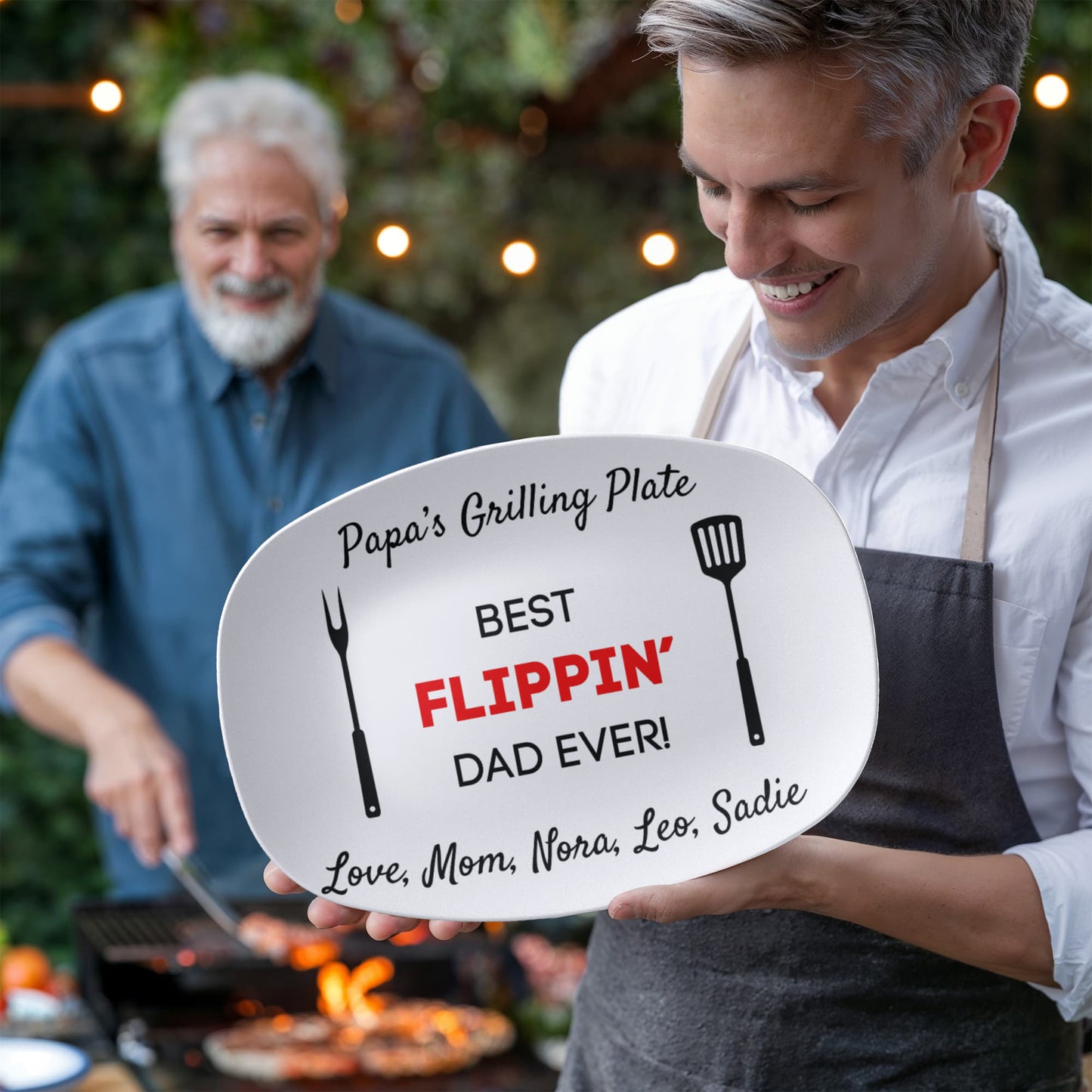 Custom Grilling Plate for Dad Personalized Durable Platter Gift "Best Flippin' Dad Ever" Grill Plate for Dad Gift for Father's Day