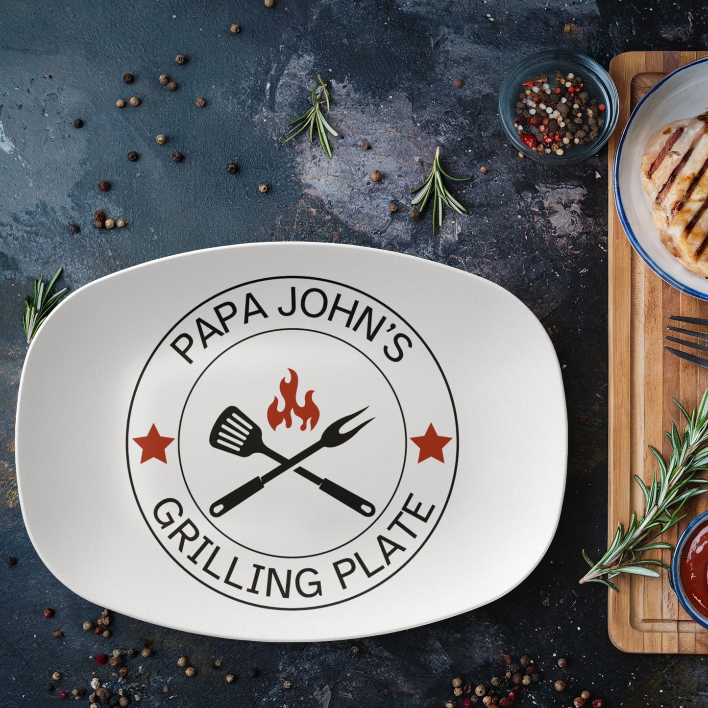 Customized Grilling Plate for Him, Father's Day BBQ Gifts, Personalized Serving Tray, Grilling Platter, Grandpa Gifts from Kids, Grill Gifts