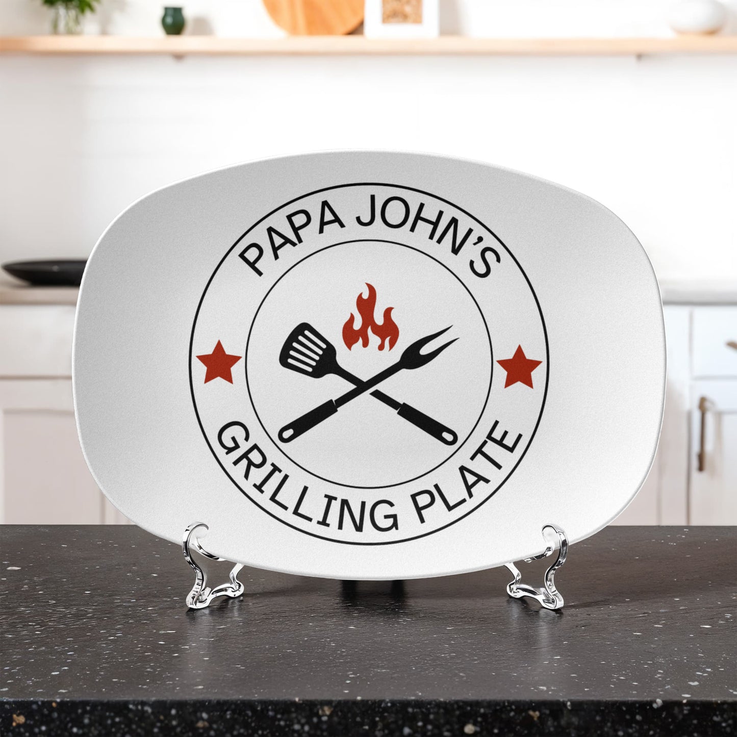 Customized Grilling Plate for Him, Father's Day BBQ Gifts, Personalized Serving Tray, Grilling Platter, Grandpa Gifts from Kids, Grill Gifts