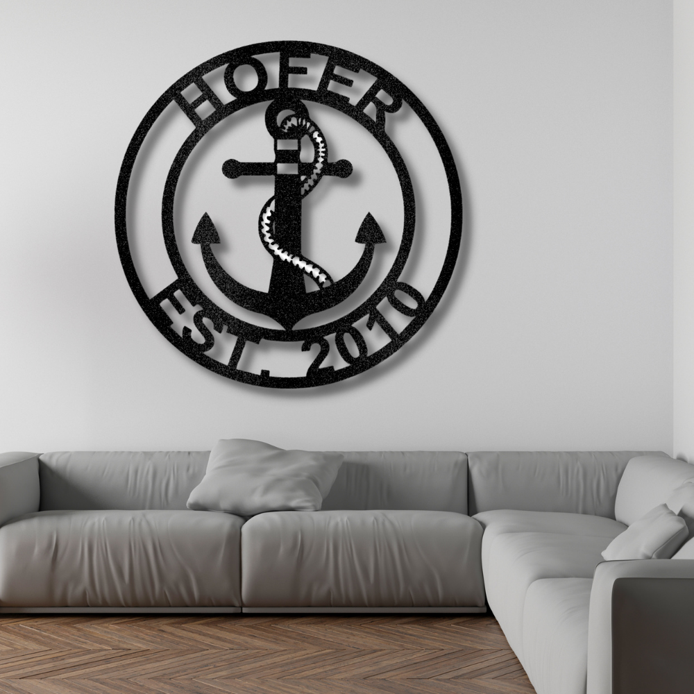 Custom Anchor Family Name Sign, Home Wall Hangings, Living Room Decor, Indoor Outdoor Name Plaque, Fathers Day Gift for Dad