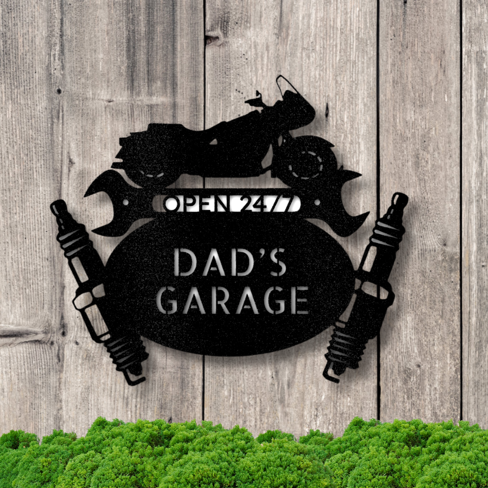 Customized Garage Sign, Cruiser Mechanic Monogram, Mechanic Gift, Biker Steel Sign, Men’s Garage Sign, Dad’s Gift, Housewarming Gift