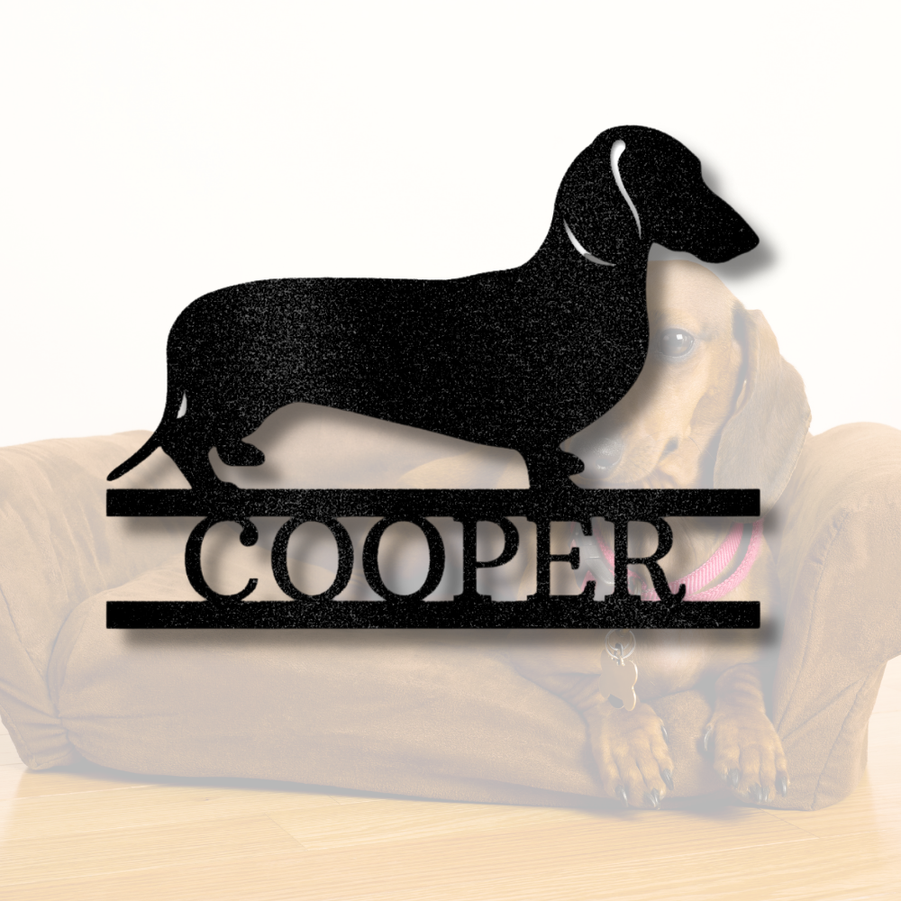 Dachshund Dog Metal Art, Plasma Cut Steel Monogram, Pet Lovers Personalized Sign, Custom Steel Sign