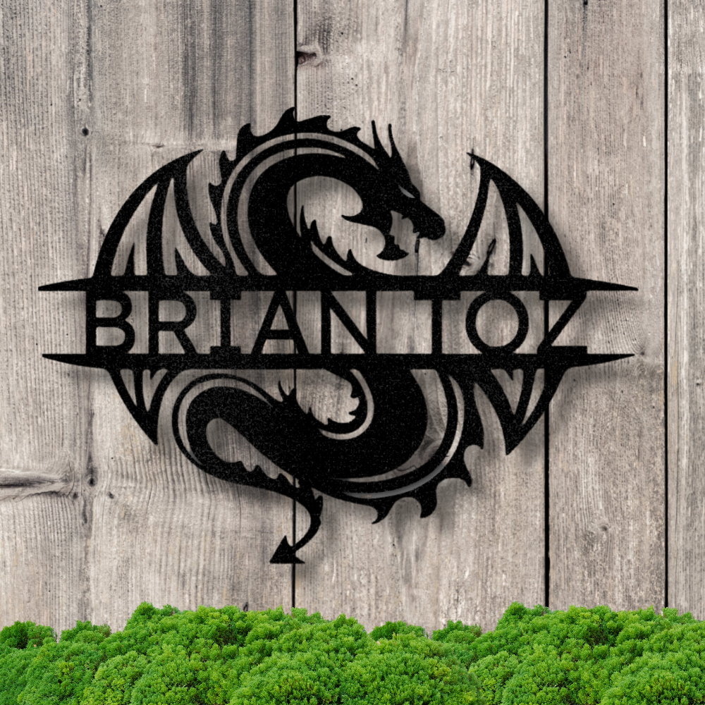 Personalized Celtic Dragon Monogram, Dragon Metal Sign, Hobbies Gift, Custom Dragon Name Metal Art, Dragon Wall Décor, Boys Room Décor